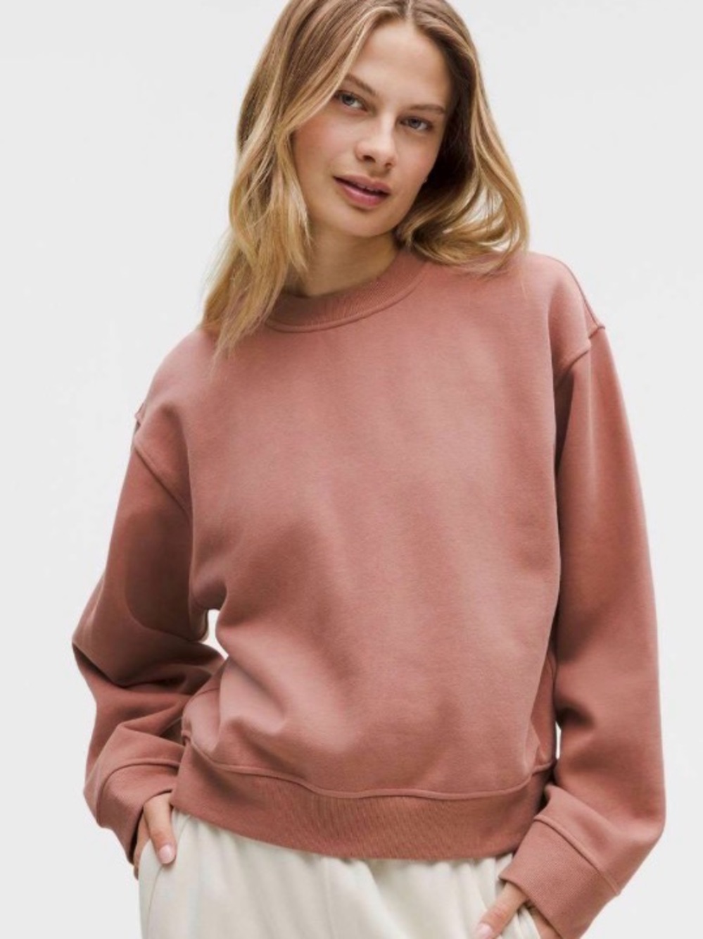 Lululemon Womens Steady State Crew Red Clay Sweatshirt Hoodie Size XS